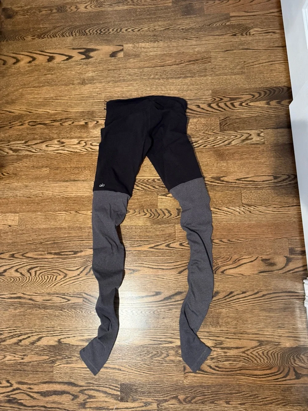 ALO Yoga Kids Black and Gray Two-Tone Leggings